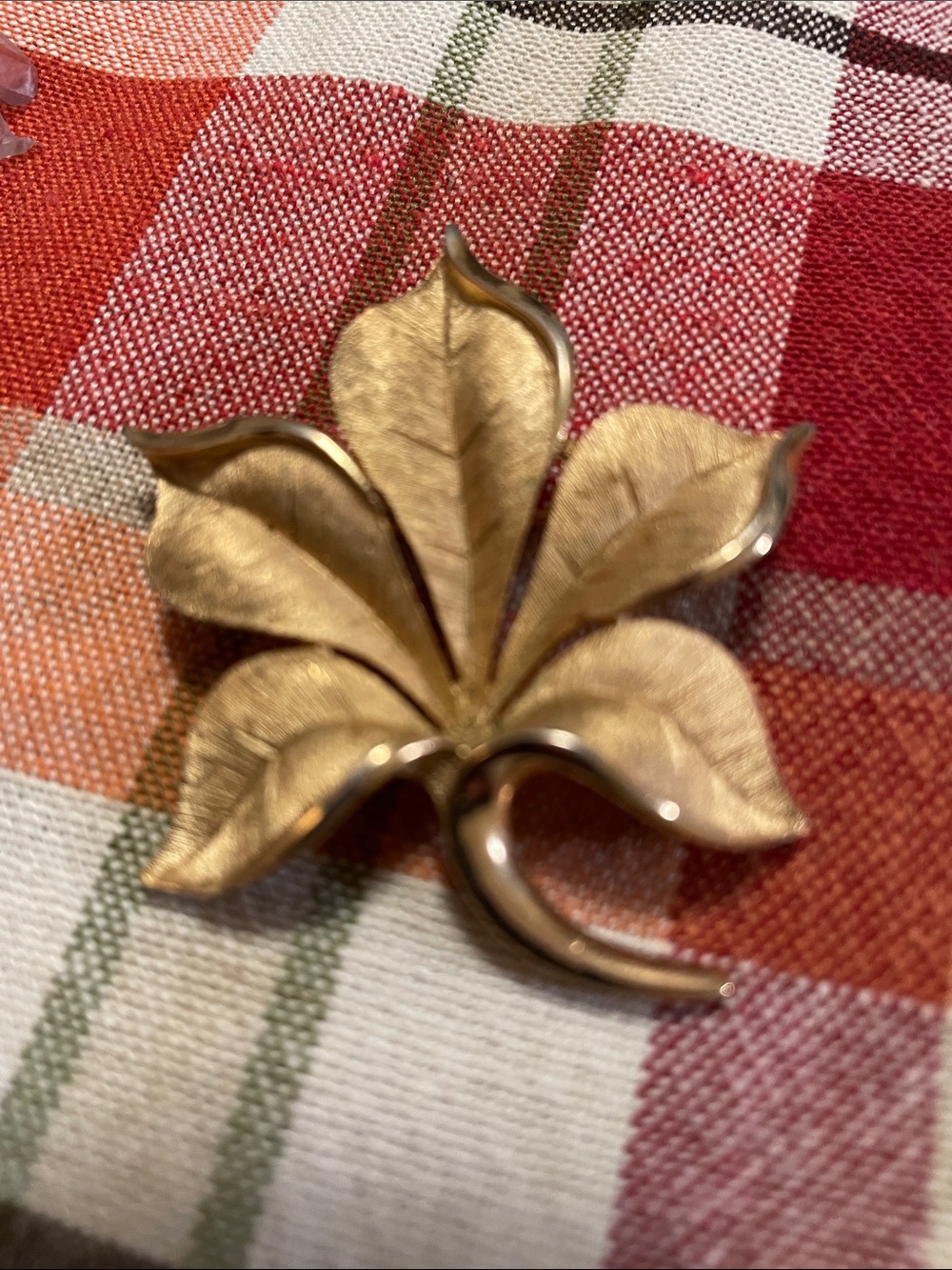 Gold-Tone Leaf Accent Brooch